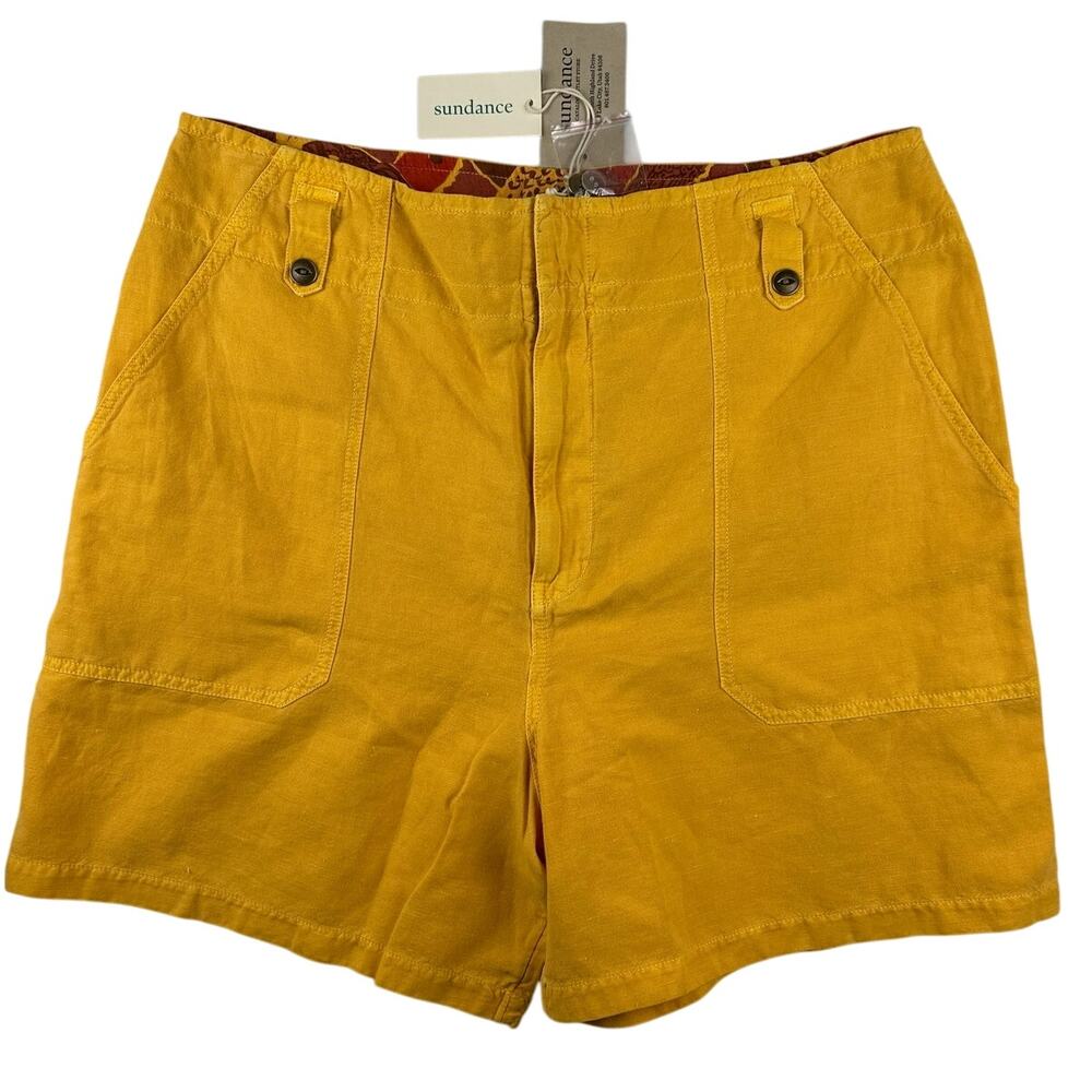 NWT Sundance Mareesha Linen Shorts Sz 16 Sunflower Linen blend‎ Rollup Yellow